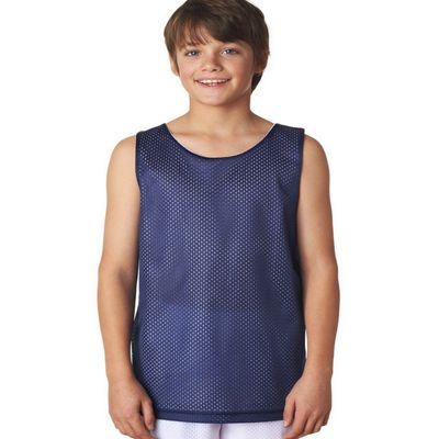 A4 N2206 Youth Reversible Mesh Tank, Navy/White, X-Large