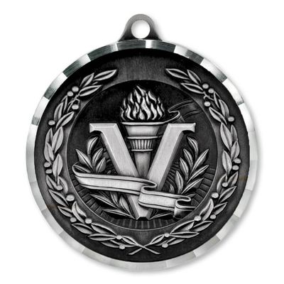 PinMart Victory Torch Award Sports Bulk Medal - Silver - 5 Pack