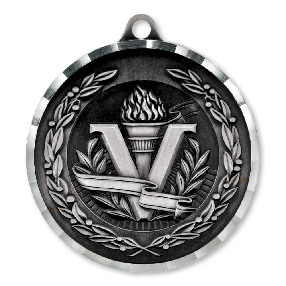 PinMart Victory Torch Award Sports Bulk Medal - Silver - 5 Pack