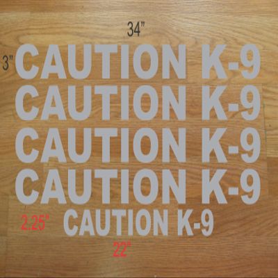 Caution K-9 Decal Set Police Dog Grey Silver Gray Sticker Lot k9 4 Car Truck Van or Suv Kit