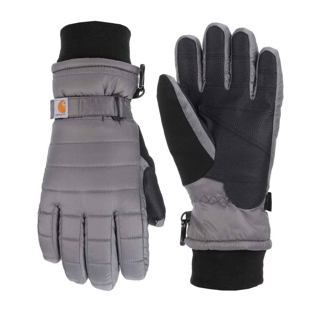 Carhartt Women's Waterproof Insulated Quilted Knit Cuff Glove, Charcoal, Medium