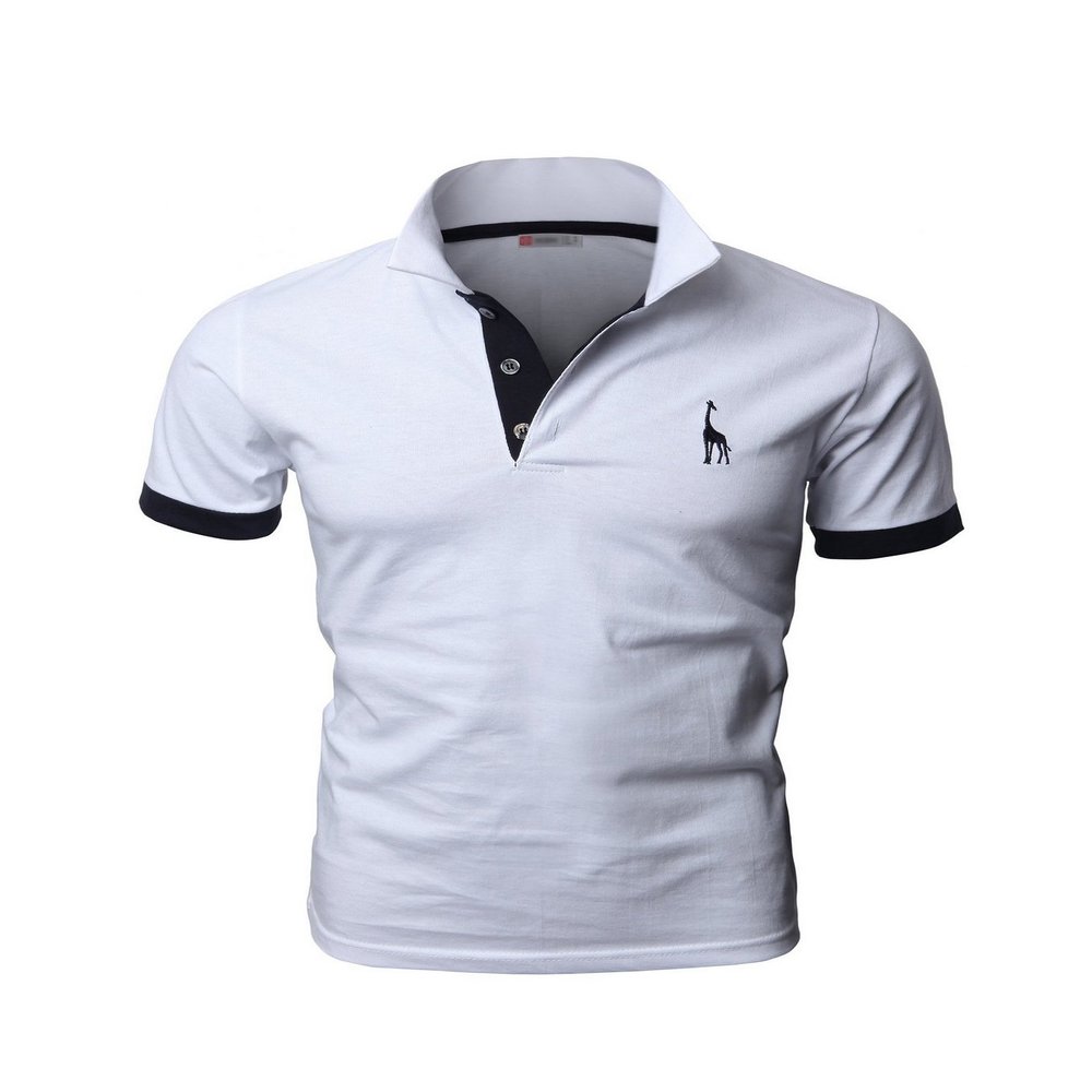 Jueshanzj Mens Cotton Polo Shirt Short Sleeve Button Down Tee White X-Large