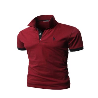 Jueshanzj Mens Cotton Polo Shirt Short Sleeve Button Down Tee Red Small