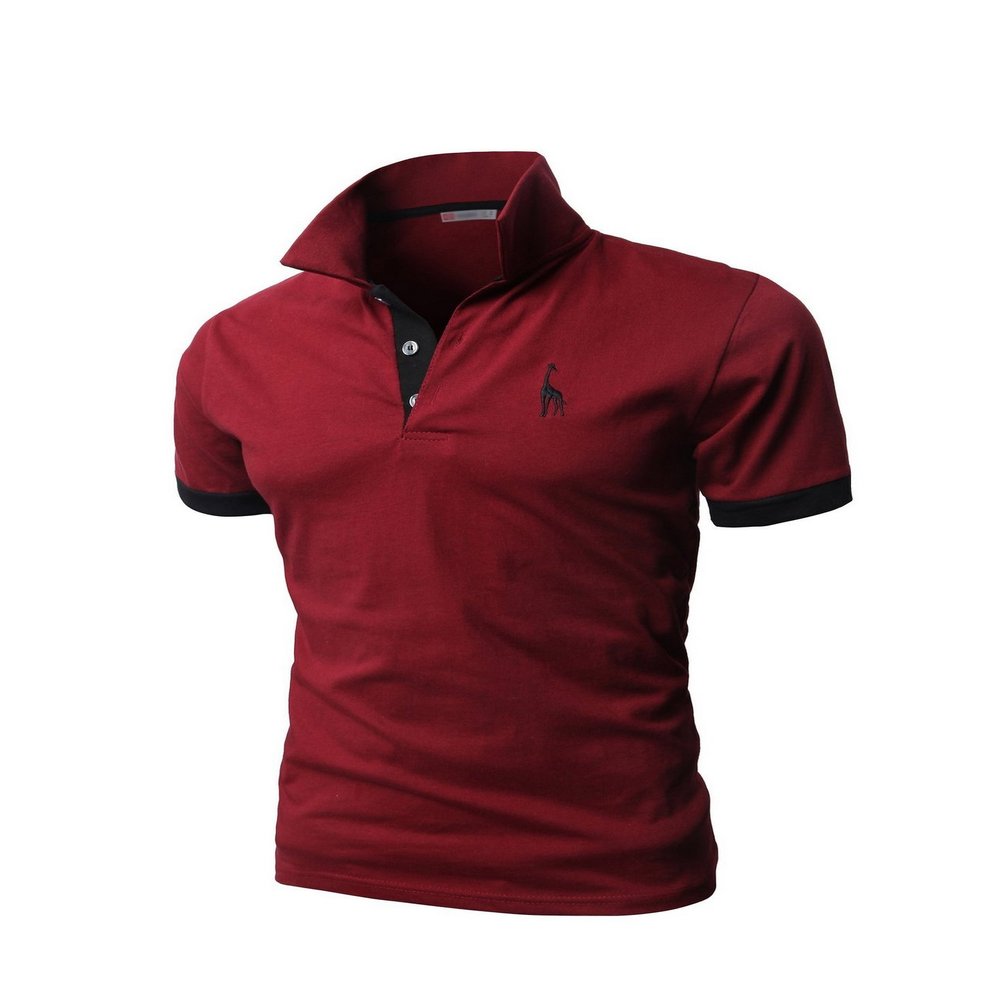 Jueshanzj Mens Cotton Polo Shirt Short Sleeve Button Down Tee Red Small
