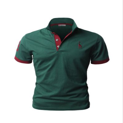 Jueshanzj Mens Cotton Polo Shirt Short Sleeve Button Down Tee Green Small