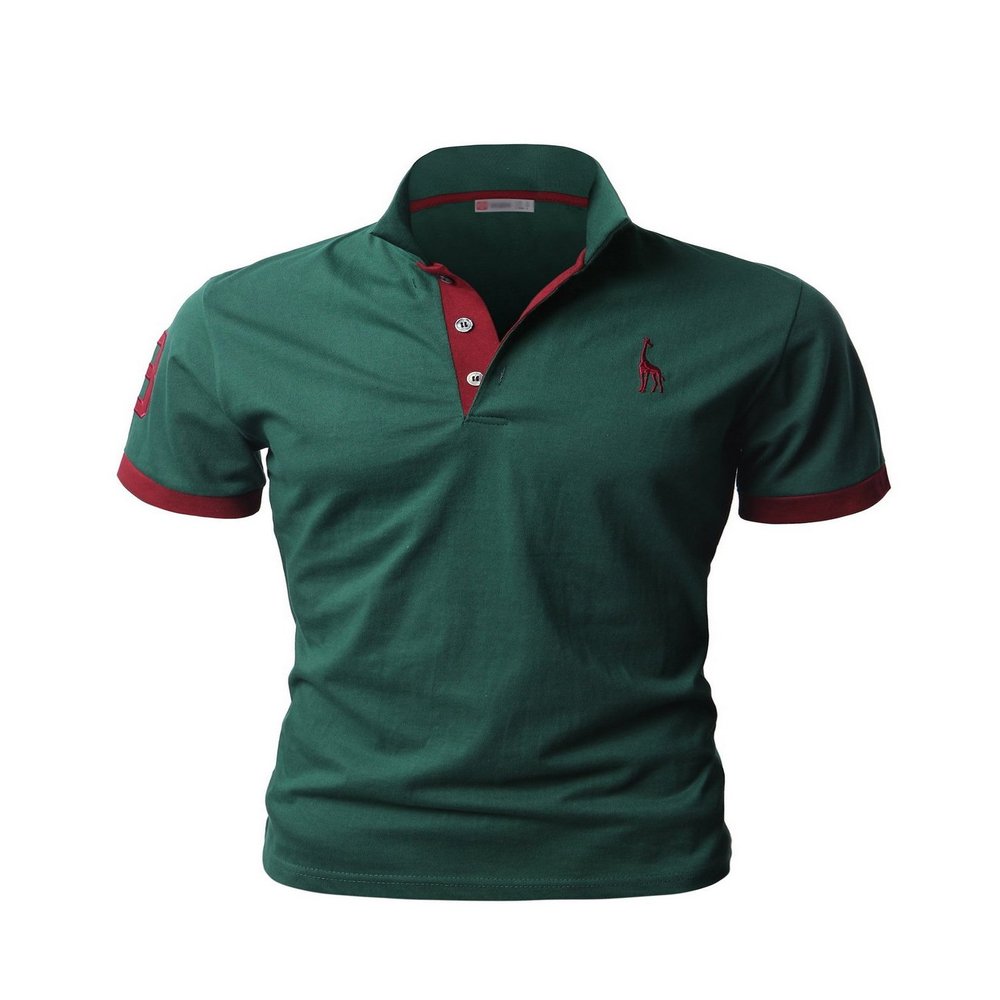 Jueshanzj Mens Cotton Polo Shirt Short Sleeve Button Down Tee Green Small