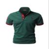 Jueshanzj Mens Cotton Polo Shirt Short Sleeve Button Down Tee Green Small view 1