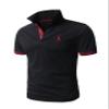 Jueshanzj Mens Cotton Polo Shirt Short Sleeve Button Down Tee Black XX-Large view 1