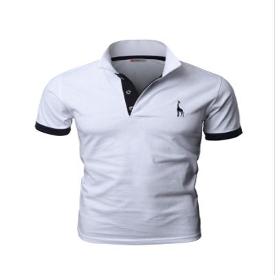 Jueshanzj Mens Cotton Polo Shirt Short Sleeve Button Down Tee White Small