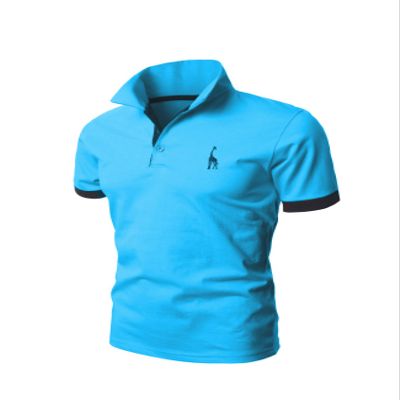 Jueshanzj Mens Cotton Polo Shirt Short Sleeve Button Down Tee Blue X-Large