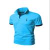 Jueshanzj Mens Cotton Polo Shirt Short Sleeve Button Down Tee Blue X-Large view 1