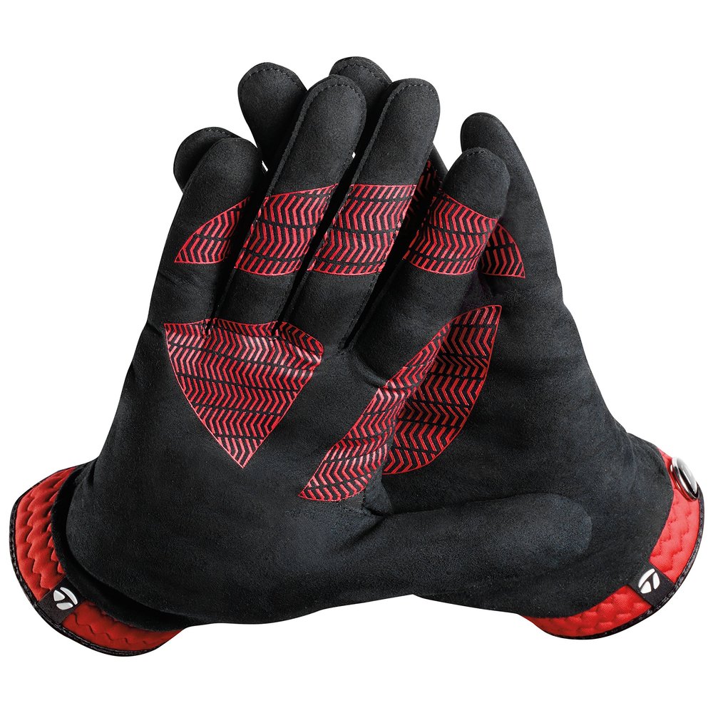 TaylorMade Golf RAIN CONTROL GLOVE (BLACK/RED, MEDIUM), BLACK/RED(MEDIUM, PAIR)