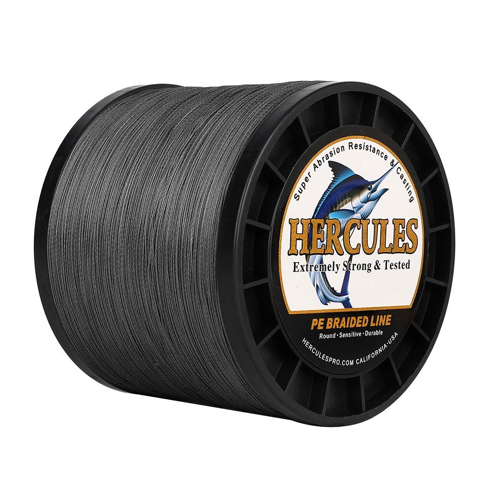 HERCULES Braided Fishing Line 2000m 2187yds 6lbs-100lbs Pe Superline 4 Strands (Grey 90lb/40.8kg 0.50mm)