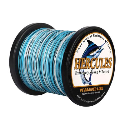 HERCULES Braided Fishing Line 2000m 2187yds 6lbs-100lbs Pe Superline 4 Strands (Blue Camo 20lb/9.1kg 0.20mm)