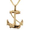 JAJAFOOK Mens Womens Vintage Gold Plated Stainless Steel Anchor Charm Pendant Necklace view 1