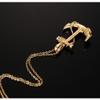 JAJAFOOK Mens Womens Vintage Gold Plated Stainless Steel Anchor Charm Pendant Necklace view 2
