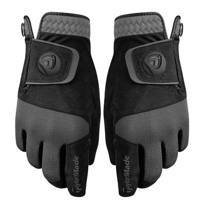 TaylorMade Golf RAIN CONTROL GLOVE (BLACK/GRAY, SMALL), BLACK/GRAY(SMALL, PAIR)