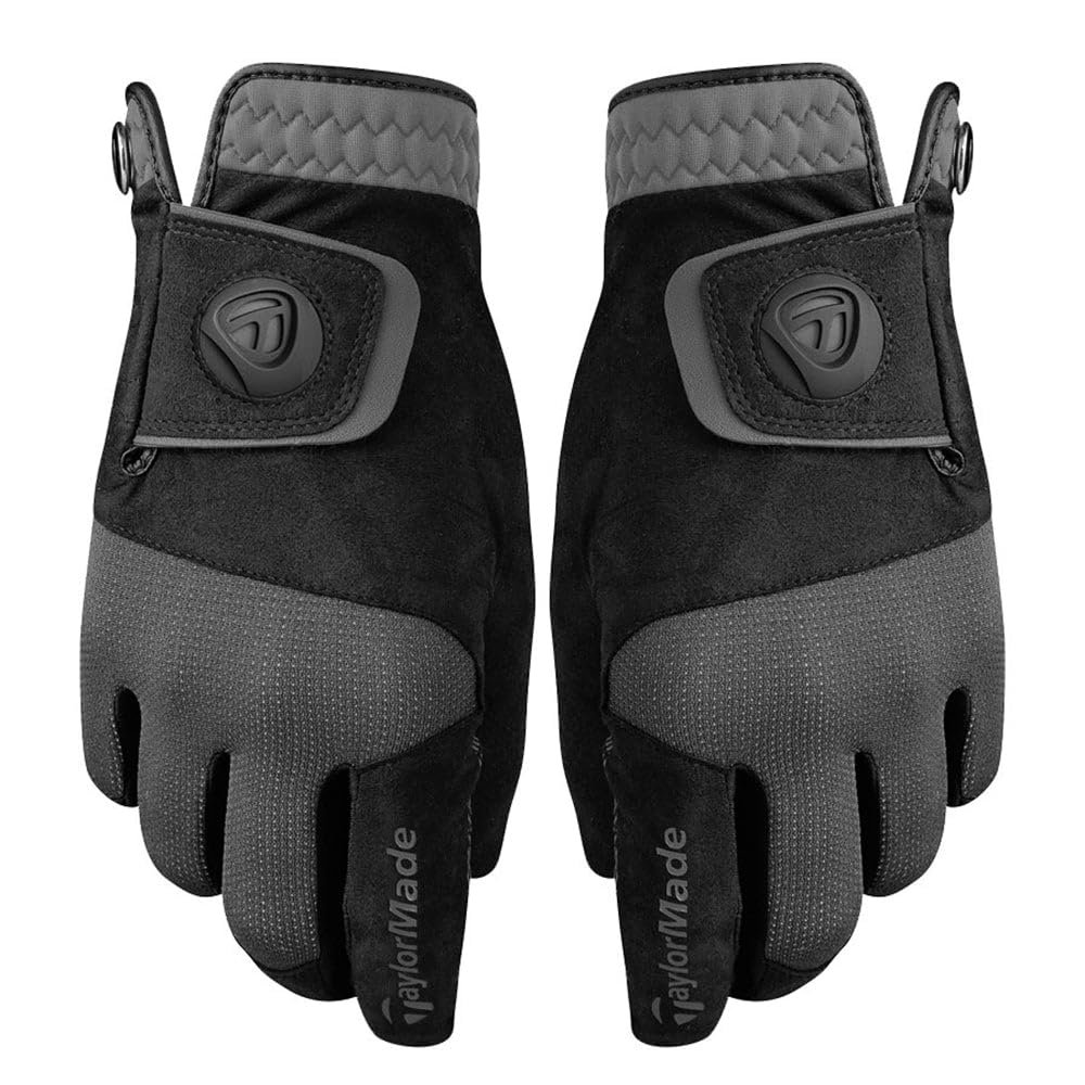 TaylorMade Golf RAIN CONTROL GLOVE (BLACK/GRAY, SMALL), BLACK/GRAY(SMALL, PAIR)