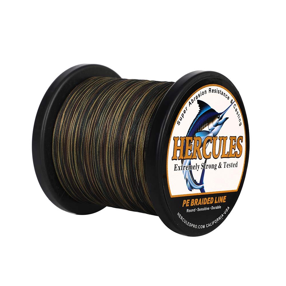 HERCULES Braided Fishing Line 2000m 2187yds 6lbs-100lbs Pe Superline 4 Strands (Camouflage 20lb/9.1kg 0.20mm)