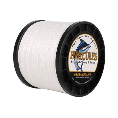 HERCULES Braided Fishing Line 2000m 2187yds 6lbs-100lbs Pe Superline 4 Strands (White 90lb/40.8kg 0.50mm)