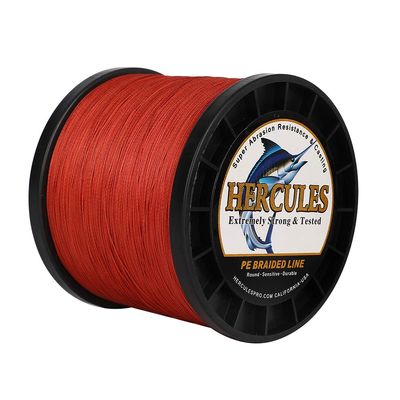 HERCULES Braided Fishing Line 2000m 2187yds 6lbs-100lbs Pe Superline 4 Strands (Red 90lb/40.8kg 0.50mm)