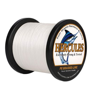 HERCULES Braided Fishing Line 2000m 2187yds 6lbs-100lbs Pe Superline 4 Strands (White 20lb/9.1kg 0.20mm)
