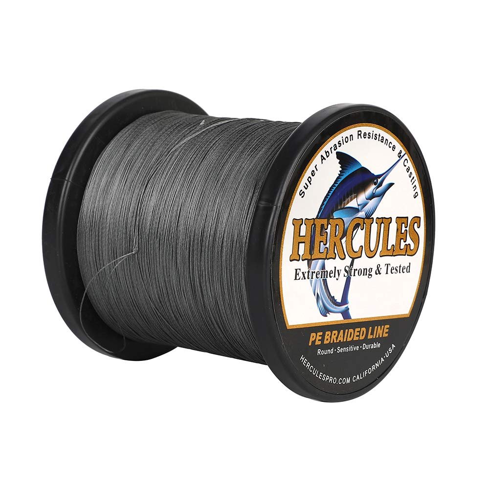 HERCULES Braided Fishing Line 2000m 2187yds 6lbs-100lbs Pe Superline 4 Strands (Grey 20lb/9.1kg 0.20mm)