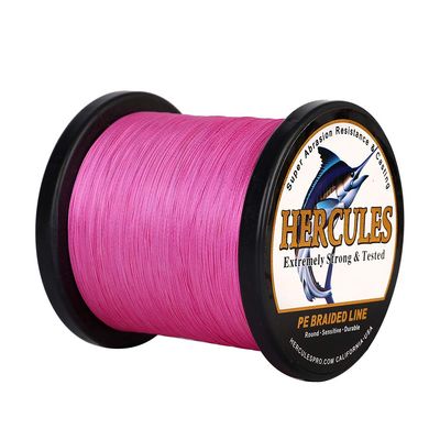 HERCULES Braided Fishing Line 2000m 2187yds 6lbs-100lbs Pe Superline 4 Strands (Pink 20lb/9.1kg 0.20mm)