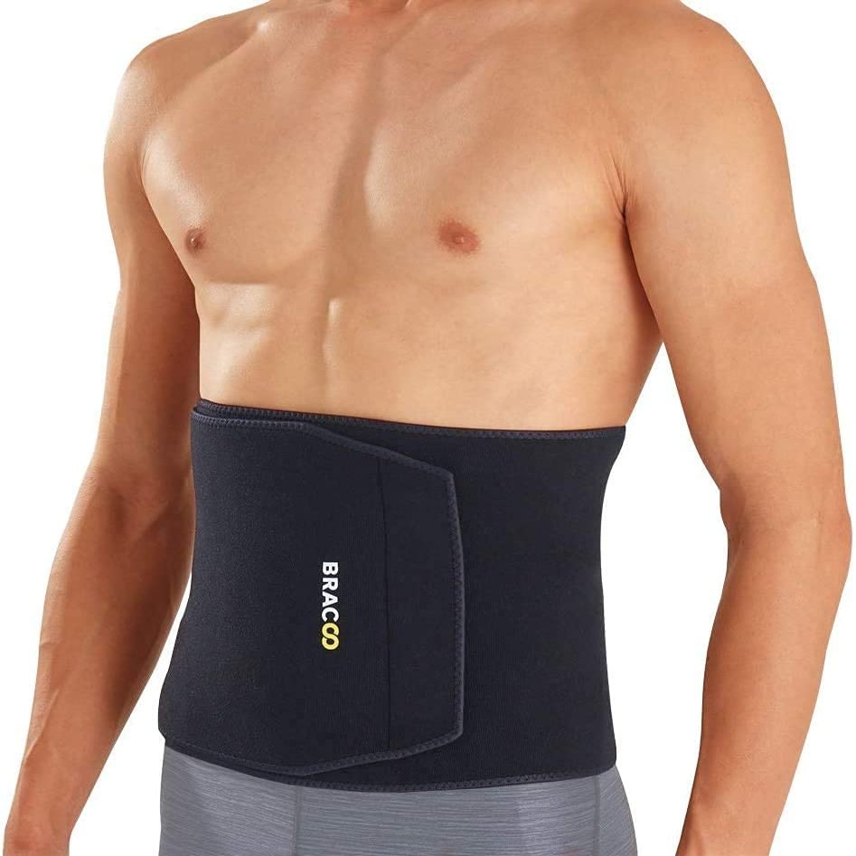 Bracoo Waist Trimmer Sweat Band for Women & Men, Sauna Belt for Lower Belly Fat, Adjustable Stomach Wrap for Workout & Core Support, SE22 Black
