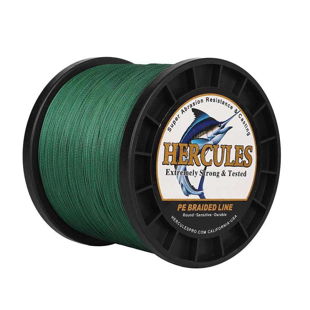 HERCULES Braided Fishing Line 2000m 2187yds 6lbs-100lbs Pe Superline 4 Strands (Green 90lb/40.8kg 0.50mm)