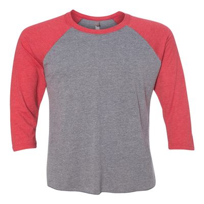 Next Level Unisex 3 -Quarter Sleeve Tee, Vintage Red/Premium Heather, 2XL