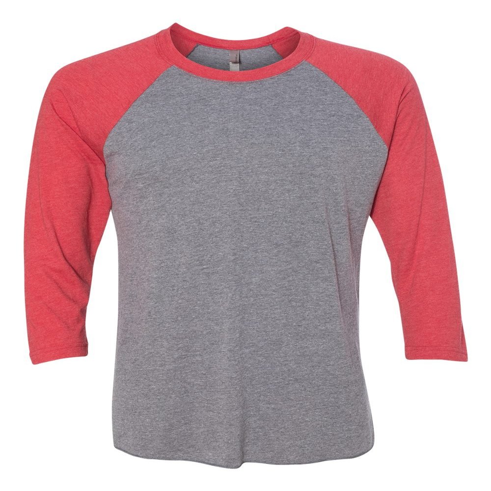 Next Level Unisex 3 -Quarter Sleeve Tee, Vintage Red/Premium Heather, 2XL