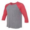 Next Level Unisex 3 -Quarter Sleeve Tee, Vintage Red/Premium Heather, 2XL view 2