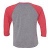 Next Level Unisex 3 -Quarter Sleeve Tee, Vintage Red/Premium Heather, 2XL view 3