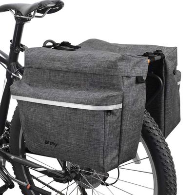 BV Bike Panniers 26L With Adjustable Hooks, Commuter Panniers For Bicycles With Carrying Handle, Bag With 3M Reflective Trim For More Visibility, Fit Most Rack (Panniers - Gray Standard)