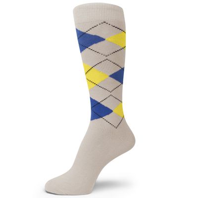 Spotlight Hosiery Men's Argyle Dress Sock,Light Beige/Blue/Light Yellow