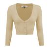 YEMAK Women's Cropped Bolero Cardigan  3/4 Sleeve V-Neck Basic Classic Casual Button Down Knit Soft Sweater Top CO129-TPE-2X Taupe view 1
