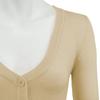 YEMAK Women's Cropped Bolero Cardigan  3/4 Sleeve V-Neck Basic Classic Casual Button Down Knit Soft Sweater Top CO129-TPE-2X Taupe view 3