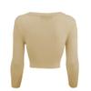 YEMAK Women's Cropped Bolero Cardigan  3/4 Sleeve V-Neck Basic Classic Casual Button Down Knit Soft Sweater Top CO129-TPE-2X Taupe view 4