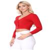 YEMAK Women's Cropped Bolero Cardigan  3/4 Sleeve V-Neck Basic Classic Casual Button Down Knit Soft Sweater Top CO129-CHA-3X Charcoal view 2