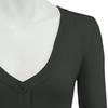 YEMAK Women's Cropped Bolero Cardigan  3/4 Sleeve V-Neck Basic Classic Casual Button Down Knit Soft Sweater Top CO129-CHA-3X Charcoal view 3