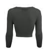 YEMAK Women's Cropped Bolero Cardigan  3/4 Sleeve V-Neck Basic Classic Casual Button Down Knit Soft Sweater Top CO129-CHA-3X Charcoal view 4