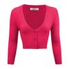 YEMAK Women's Cropped 3/4 Sleeves Cardigan Sweater Vintage Inspired Pinup,Rose Pink,Small view 1