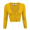 YEMAK Women's Cropped Bolero Cardigan  3/4 Sleeve V-Neck Basic Classic Casual Button Down Knit Soft Sweater Top CO129-HON-1X view 1