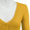 YEMAK Women's Cropped Bolero Cardigan  3/4 Sleeve V-Neck Basic Classic Casual Button Down Knit Soft Sweater Top CO129-HON-1X view 3