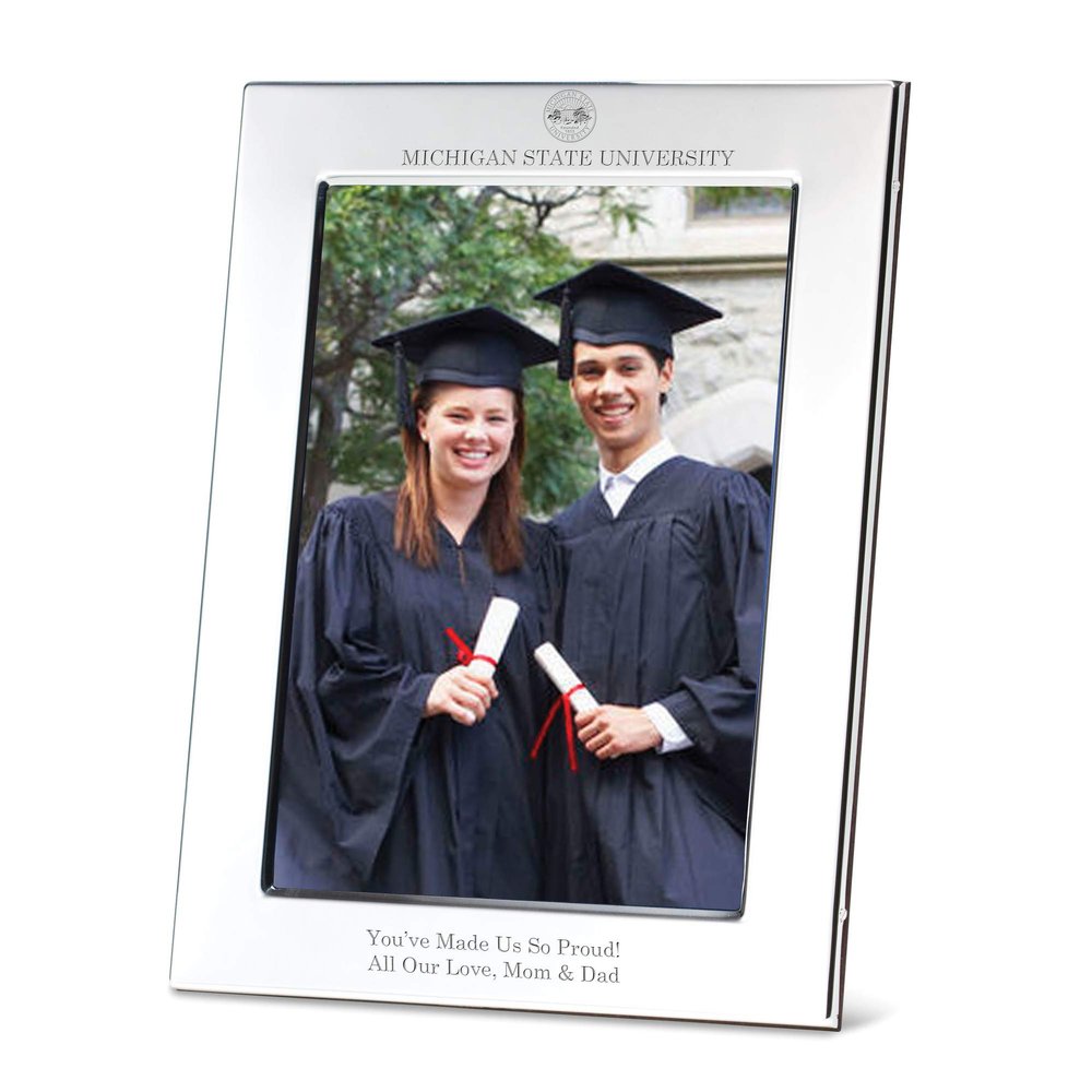 M. LA HART Michigan State University Polished Pewter 5x7 Picture Frame