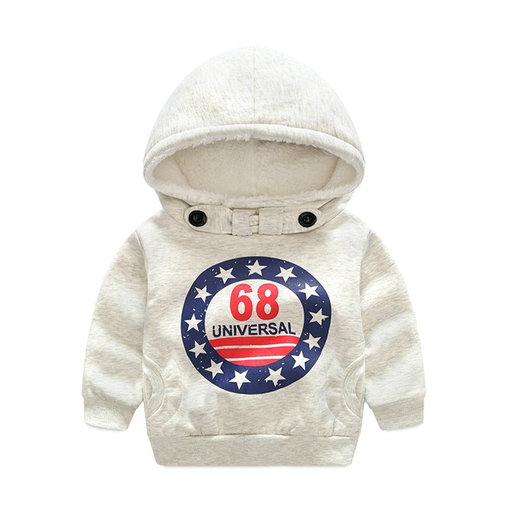 Moyikiss Studio Baby Boys Girls Pullover Hoodies Fleece Pocket Sweatshirts Tops (Grey, 130/5 Years)