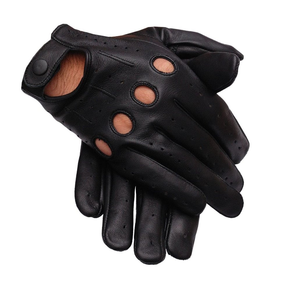 Genuine Leather Gloves for Men (Black, Large)