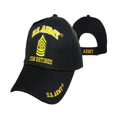 AES Army Retired Military Black Embroidered Cap Hat 560G