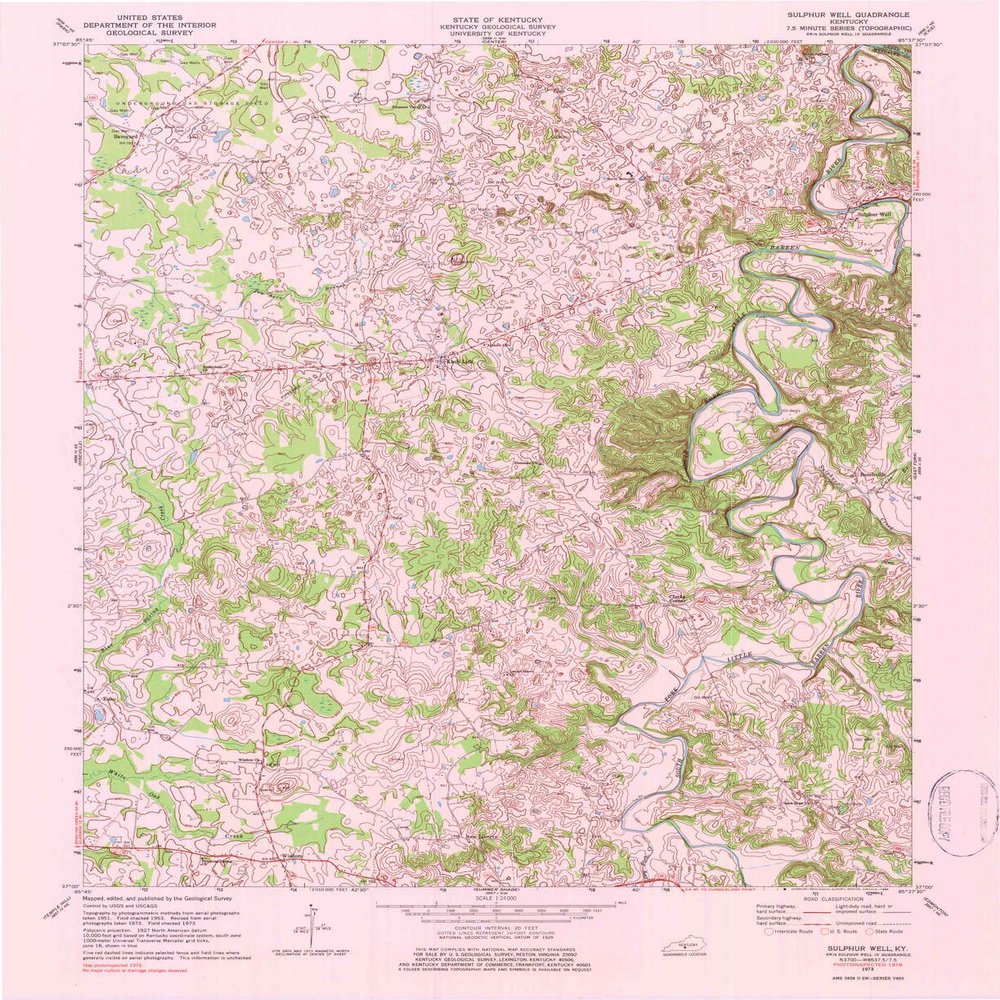 Sulphur Well KY topo map, 1:24000 Scale, 7.5 X 7.5 Minute, Historical, 1973, Updated 1984, 27 x 22 in - Tyvek